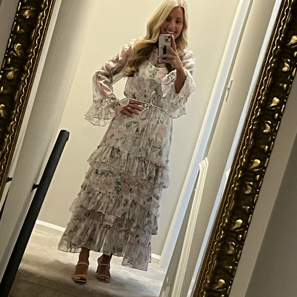 Chic Floral Ruffle Maxi Dress